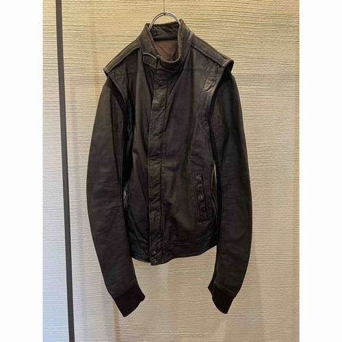 Rick Owens giacca pelle a strati blouson pelle di agnello uomo taglia XS