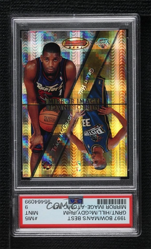 1997 Bowman's Best Atomic Refractor Tracy McGrady Grant Hill PSA 9 Rookie RC HOF - Image 1 of 2