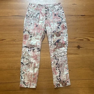 Jeans Anthropologie rosa beige Wanderer vita alta rilassato gamba dritta TAGLIA 28 - Foto 1 di 8