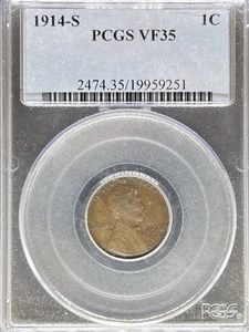 1914-S Lincoln Cent VF35 PCGS VF35BN (#PA19959251) - Picture 1 of 2