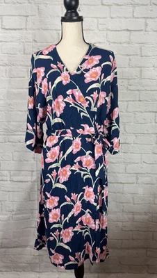 NUEVO ROXY Mujer Azul Floral Kimono Vestido Envolvente Talla XS Foto 1 de 4