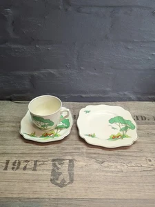 Clarice Cliff Royal Staffs Snow White Tea cup,Saucer & Plate Trio 1920s-30s #1 - Picture 1 of 16