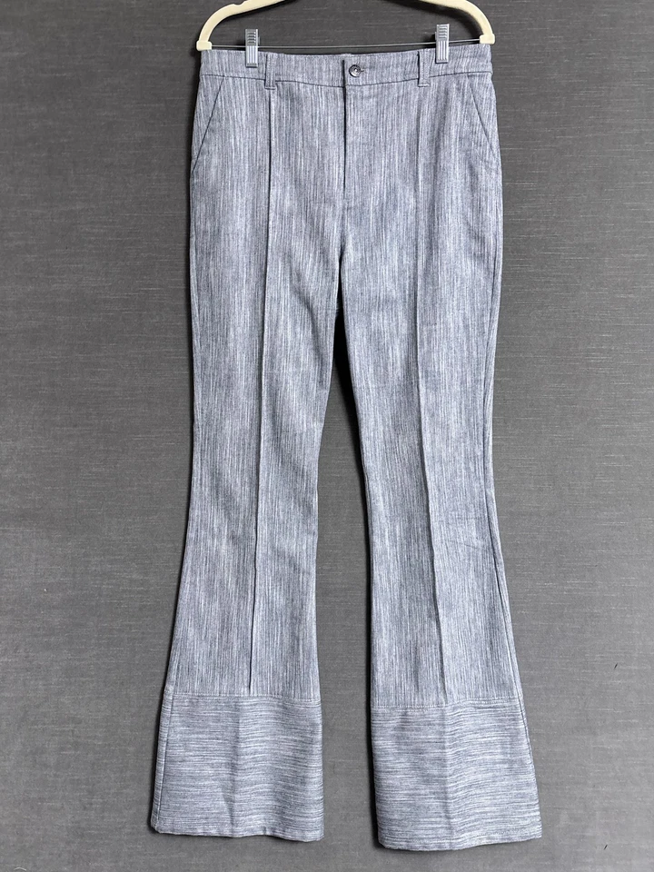 Cinq a Sept Tous Les Jours Pants Womens 12 Blue Flare Leg Wide Cuff Stretch - Image 1 of 4