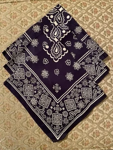 3 Bandane Paisley Vintage Navy e Bianco Cotone RN 13960 - Foto 1 di 3