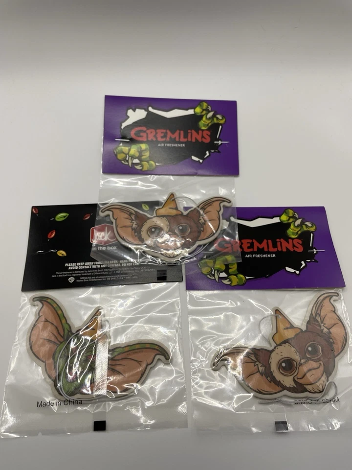 Lot of (3) Jack In The Box Gremlins Midnight Meal Air Freshener - Gizmo & Stripe - Image 1 of 1