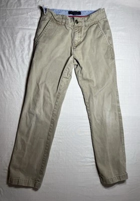 Tommy Hilfiger Pantalones Jóvenes Niños 12 Elastizados Frente Plano Chino Beige Uniforme Escolar Foto 1 de 4