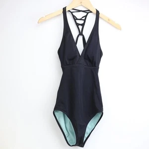 Prana Atalia Black One Piece Swimsuit Open Back Strappy Neutral Size XS - Picture 1 of 6