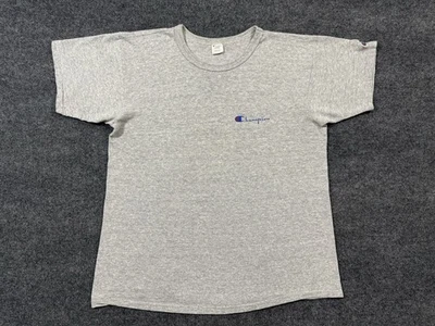 Vintage 80s Champion T-Shirt Single-Stitch L Gray Rayon - Image 1 of 4