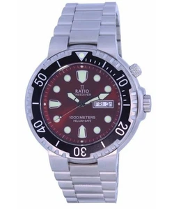 Orologio Uomo Ratio FreeDiver Quadrante Rosso Quarzo 1050HA93-02V-ROSSO 1000M - Foto 1 di 7