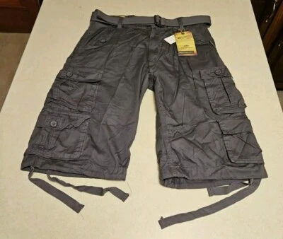 Pantalones Cortos Para Hombre PJ MARK Gris Caqui Con Cinturón Talla 36 Nuevos 14" Entrepierna Nuevos con Etiquetas Y2K Foto 1 de 4