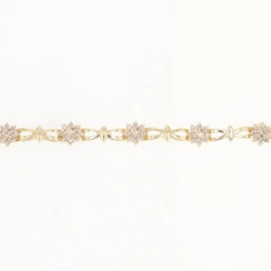 .58ctw Round Cut Diamond Cluster 7" Tennis Bracelet 10k Yellow Gold 7.93 Grams - Picture 1 of 5