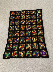 48” x 34” Hand Crocheted Multi Colored Throw - Picture 1 of 1