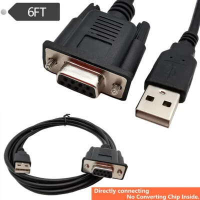 6FT USB 2.0 A Male To RS232 DB9 9Pin Female Serial Cable Adapter Converter Cord - Image 1 of 4