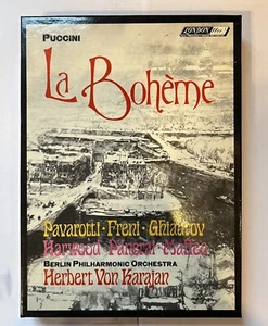 1973 DECCA PUCCINI LA BOHEME Karajan/Berlin Philharmonia 2 Cassette Box Set - Picture 1 of 12