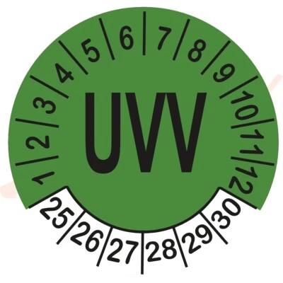 BEST OF STICKERS 50 UVV 2025-30 Prüfplaketten Prüfetiketten Grün Ø 20 mm