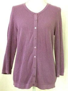 TALBOTS Strickjacke Pullover LARGE lila offen Strick Knopfleiste Pima Baumwolle (J788) - Bild 1 von 8