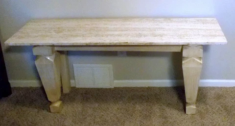 Vtg MCM POST MODERN 70's Console TABLE TRAVERTINE Italian MARBLE Memphis style Cover
