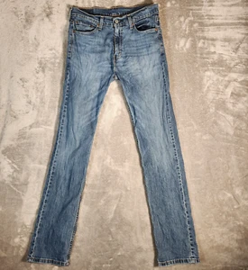Levi's 505 Jeans Uomo 31X35 (Tag 30X34) Blu Dritto Vestibilità Regolare Anticato - Foto 1 di 19