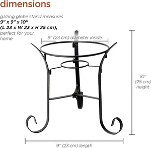 10" Tall Indoor/Outdoor Glass Gazing Globe Metal Stand Black - Picture 1 of 9