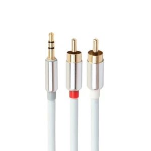 1.8M RCA to 3.5mm Cable Phono Mini Jack Stereo Lead Gold-plated Red & White Aux - Picture 1 of 3