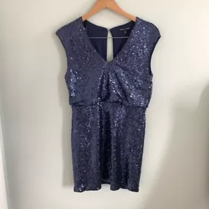 NEU süßes Cocktailkleid Regen M dunkelblau Pailletten Party Silvester glitzernd - Bild 1 von 8