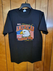9/11 American Heroes Run Shirt MEDIUM Short Sleeve Eagle Flag Graphics BLACK B4 - Picture 1 of 4