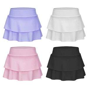 Kids Girls Skirt Tennis Layered costume with Pockets Shorts Workout  Miniskirt - Picture 1 of 23