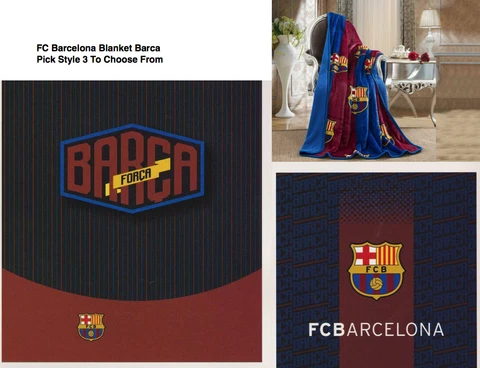 FC Barcelona Blanket 50"x60" PICK STYLE Silk Touch Throw Sherpa Lining Barca Cover