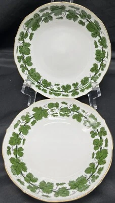 2 cuencos antiguos alemanes de porcelana Meissen platos verde Imperio hiedra de Napoleón Foto 1 de 4