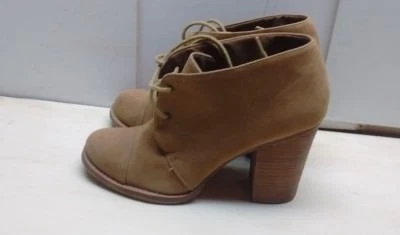 Botines chinos de cuero marrón lavandería tacón alto zapatos de salón para mujer 9,5 M  Foto 1 de 4