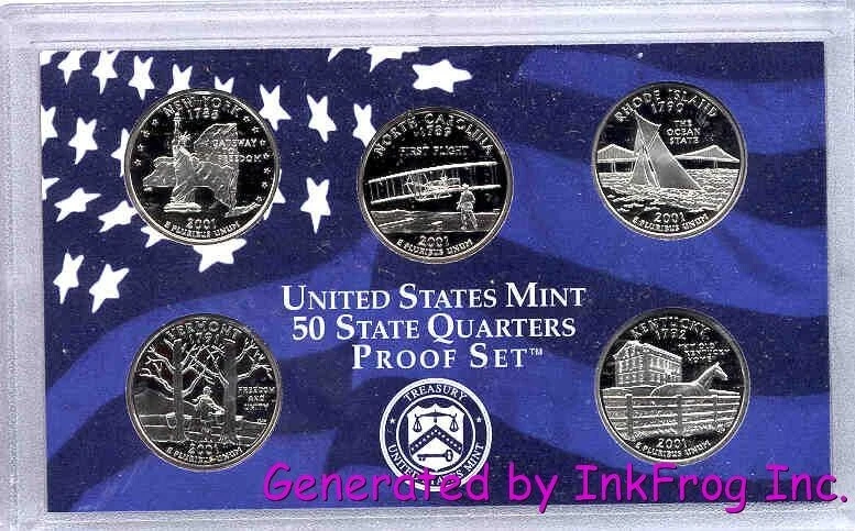 2001 S Clad State Deep Cameo Gem Proof Quarter Set No Box/COA - Image 1 of 1