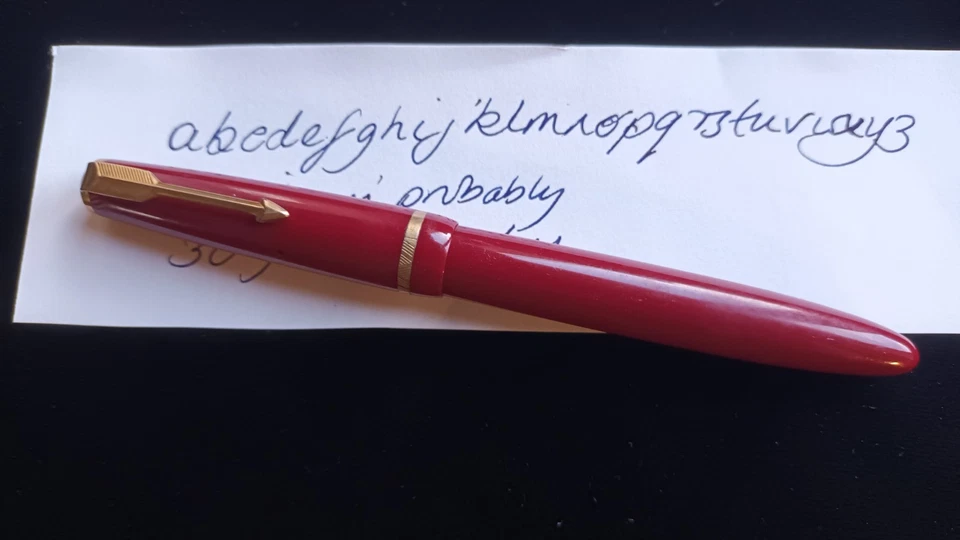 Parker Duofold Senior Fountain Pen 14k 35 4 nib Burgundy Red 1950's - Image 1 of 4