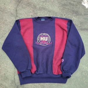 Vintage 90s Rare Howard University Stripe Sweater Size XL Embroidered Great - Picture 1 of 3