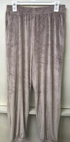 Victoria's Secret Velour Ribbed Lounge Pants Candlelight Rose Tan Brown M NWT