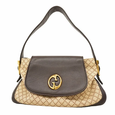 Bolso de Hombro Gucci Diamante Cuero Lona Marrón Dorado Herrajes 251811 #RC06213 Foto 1 de 4