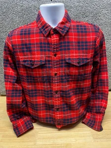 Madewell Herren Medium rot kariert Flanell Knopfleiste Langarm Pattentaschen - Bild 1 von 10