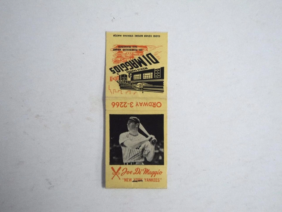 Famous Joe DiMaggio Fisherman's Wharf Yankees Matchbook  - Image 1 of 1