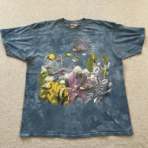 Camisa DE COLECCIÓN The Mountain Adulto XL Azul Tie Dye Mar Océano Peces Naturaleza Camiseta Y2K - Imagen 1 de 6