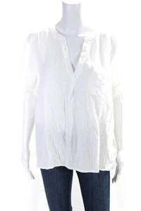 J Crew Womens Short Sleeve V Neck Boxy Gauze Shirt White Cotton Size XL - Picture 1 of 5