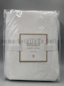Pottery Barn Teen Ruffle Washed Cotton Curtain Ivory 52" x 96" #8416B - Picture 1 of 4