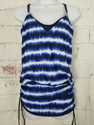 Athleta Marrakesh Tankini Top Only Swimsuit size 34 B/C Blue Tie-Dye Underwire - Image 1 of 4