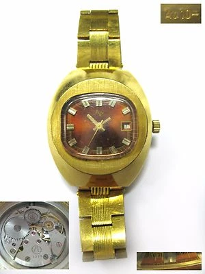 Reloj Pulsera Vintage LUCH Chapado en Oro AU10 Mujer Pulsera Soviética Rusa URSS  Foto 1 de 4