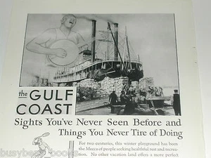 1930 Louisville & Nashville RR advertisement, Mississippi steamboat cotton banjo - Bild 1 von 3