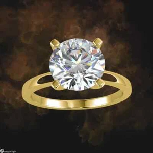 2 Ct Round Cut VS1/E Solitaire Lab Grown Diamond Engagement Ring 14K Yellow Gold - Picture 1 of 4