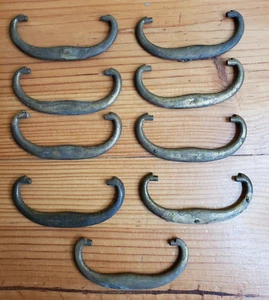 9 Salvaged Vintage Heavy Brass Bails Measuring 3.5" x 1.5" Need Restored - Picture 1 of 8