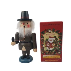 Vintage Erzgebirge Incense Smoker Man with Long Pipe Wood Made in Germany - Picture 1 of 8