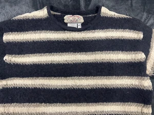 Armani Jeans Wool Blue White Size  Small Sweater Long Mid Sleeve J - Picture 1 of 9