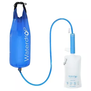 Paja de filtro de agua por gravedad de gota de agua, sistema de filtración de agua para camping, azul - Imagen 1 de 9