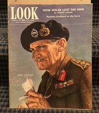 1943 August 10 Look Magazine “General Montgomery” Great Cover Story & ADs (PH1)