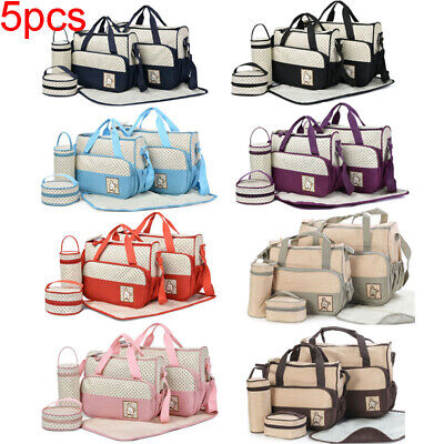 5Pcs Mummy Handbag Diaper Bags Set Shoulder Baby Nappy Changing Bag Travel AU • 41.77$